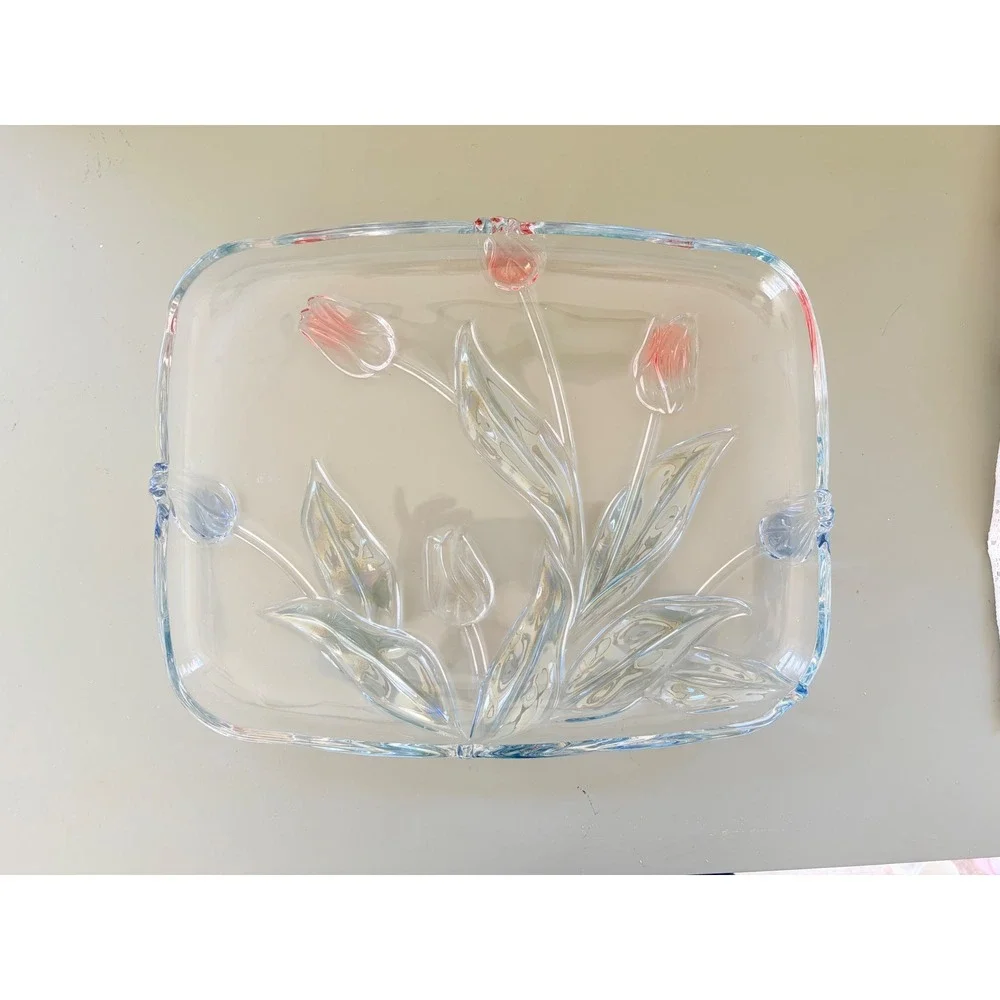 Mikasa Tivoli Rectangular Hostess Serving Platter SA 453/518 Tulip Glass Germany